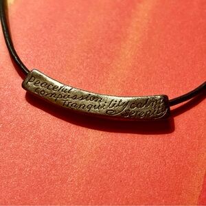 Chico’s Peaceful Compassion Tranquility Calm Serenity Leather Cord Necklace